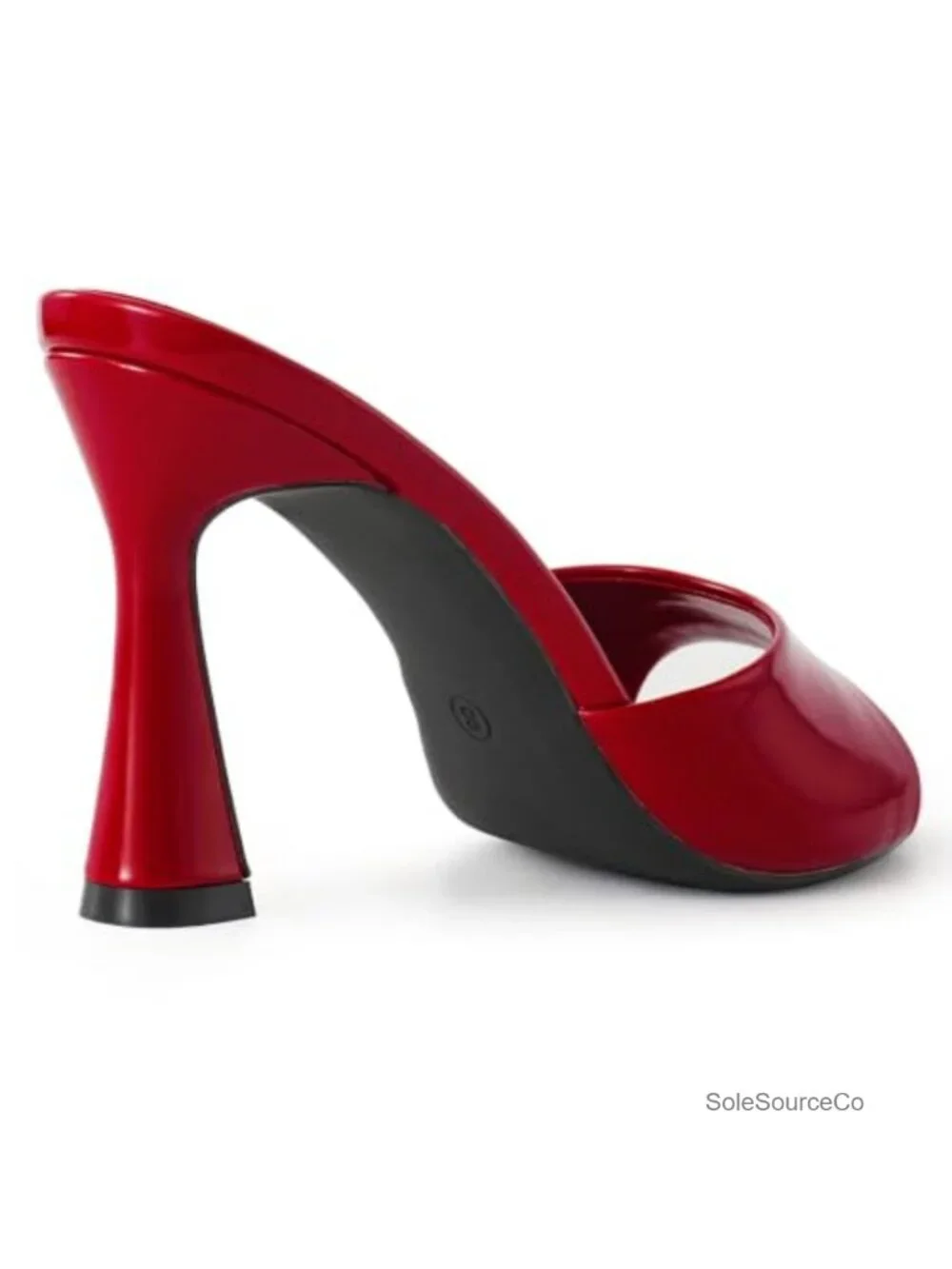 Chunky Block Mule Open Pointed Peep Toe Slip On Heeled Sandals